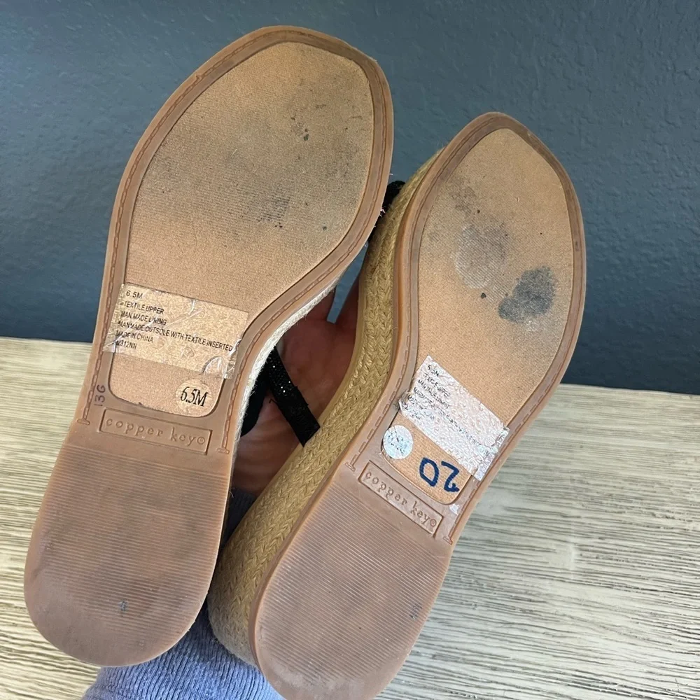 Copper Key Sugar Black Rhinestone Strappy Espadrilles